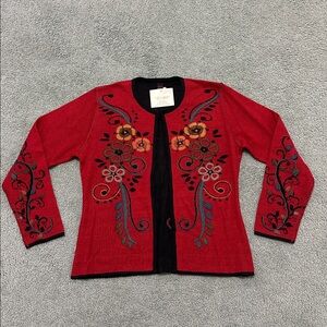 NEW Tey Art Alpaca Sweater Cardigan Peruvian Floral Hand-knit